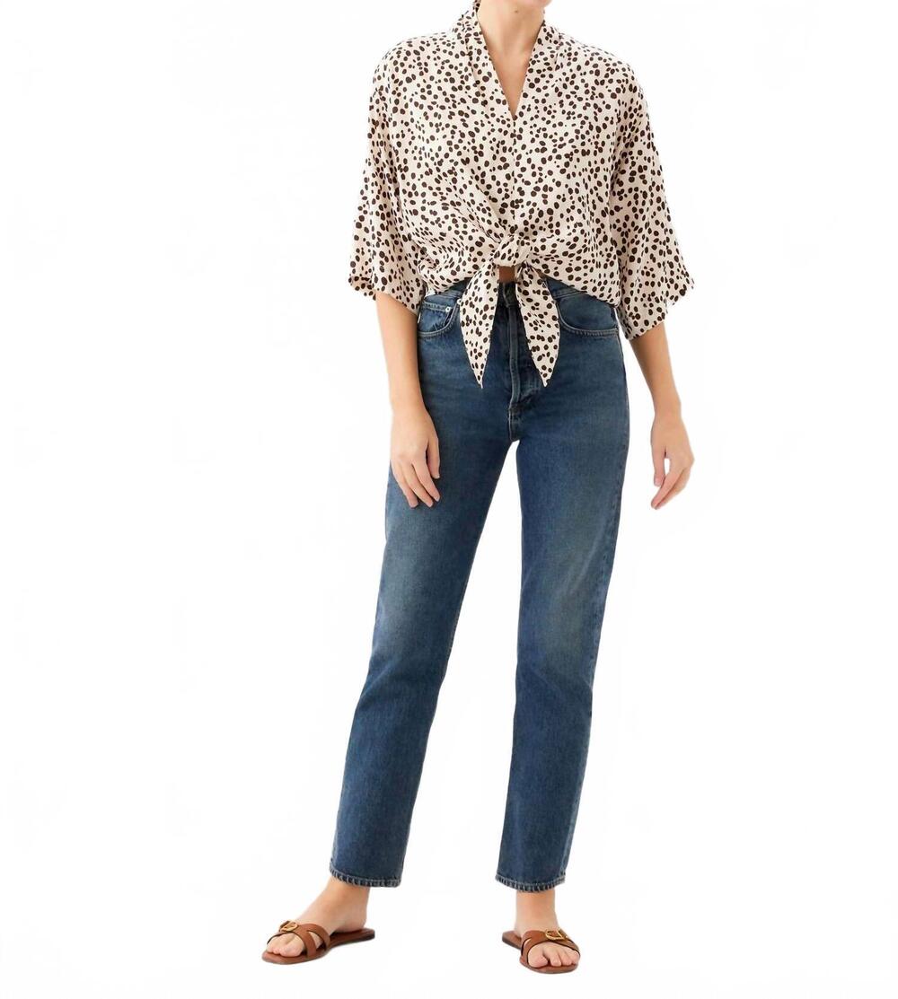 NEW FIFTEEN TWENTY women's bernice tie front blouse in print